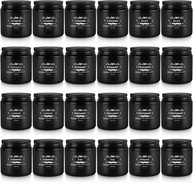 Scented Candle Set 24 PackBlack Candle for Home Scented Odor Eliminating Stress Relief Long Lasting Soy Wax Gift Set