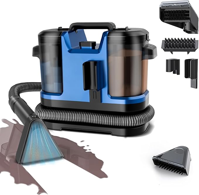 Portable Carpet Cleaner with Steam&amp Heating System Powerful Suction Carpet Cleaner with 3 Cleaning Tools&amp Solution 2 in 1 Upholstery Cleaner Steam Cleaner(Blue)