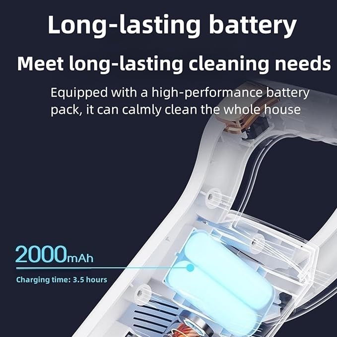 Lightweight Cordless Vacuum Cleaner 8500Pa Strong Suction Handheld Vacuum for Hard Floor Carpet 500Ml Dust Cup Long Battery Life Compact and Portable[White]