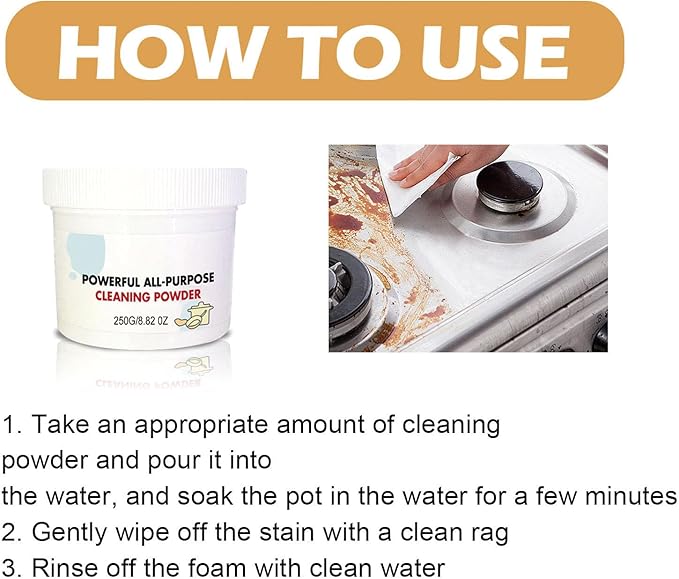 Powerful All Purpose Cleaning Powder Super Strong Kitchen Cleaner Powder Powerful Kitchen All-Purpose Powder Cleaner (500g)