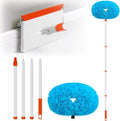 Baseboard Cleaner Tool with Handle Extendable Long Handle Baseboard Cleaning Duster with Reusable Pads for Floorboard Ceiling Fan Blade Cleaner Duster (Blue)