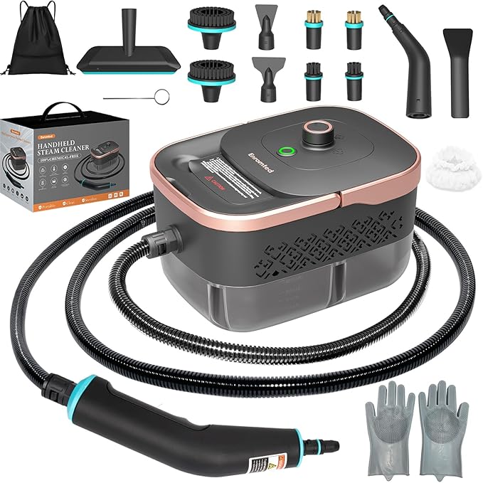 Steam Cleaner15s Heat-Up 42.27oz Tank2500W Pressurized Handheld Steam Cleaner for HomePortable Steamer for Cleaning with 15 pcs AccessoriesGreaseGroutFurnitureBed BugsFloorCouch and Car