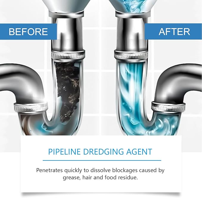 Powerful Pipe Dredging Agent 350ml Pipe Unclogging Agent Pipeline Dredging Agents Kitchen Sink Drain And Pipe Cleaner Drain Clog Remover Uitable For Kitchens And Bathrooms (3 Pcs)