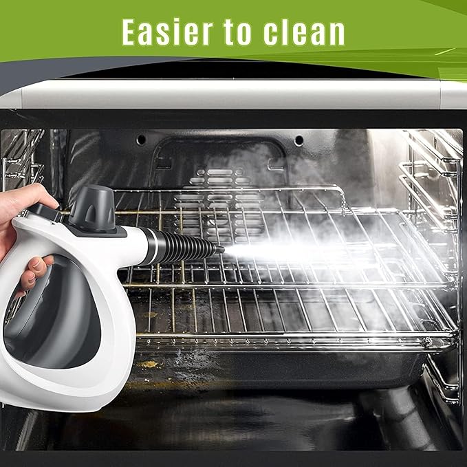 Pressurized Handheld Multi-Surface Natural Steam Cleaner with 12 pcs Accessories Multi-Purpose Steamer for Home Use Steamer for Cleaning Floor Upholstery Grout and Car (Grey)