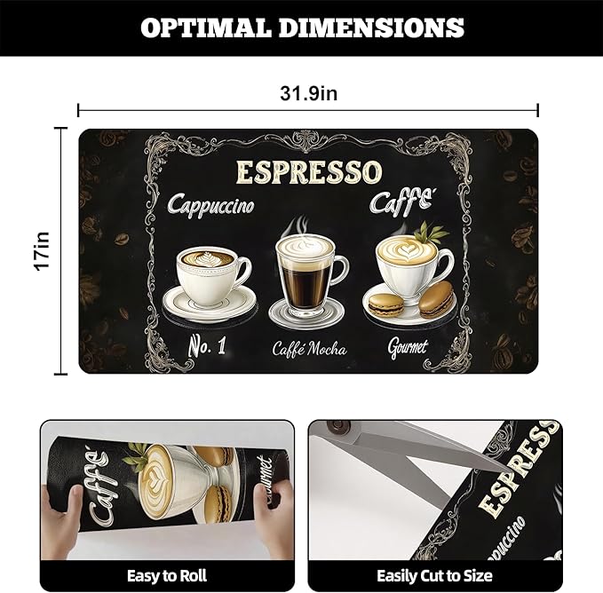 Dish Drying Mat Large Coffee Mat Absorbent Drying Mat for Kitchen Counter Coffee Bar Accessories 32x 17 (6 32Lx17W)