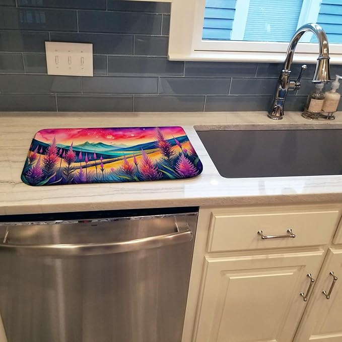 Caroline's Treasures DAC1443DDM Liatris in Color Dish Drying Mat Absorbent Dish Drying Mat Pad for Kitchen Counter Dish Drainer Mat for Countertop 14 x 21 Multicolor