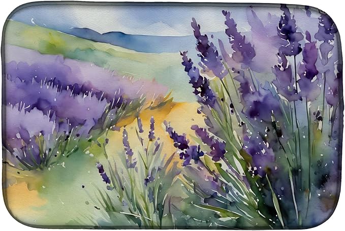 Caroline's Treasures DAC1583DDM Lavender in Watercolor Dish Drying Mat Absorbent Dish Drying Mat Pad for Kitchen Counter Dish Drainer Mat for Countertop 14 x 21 Multicolor