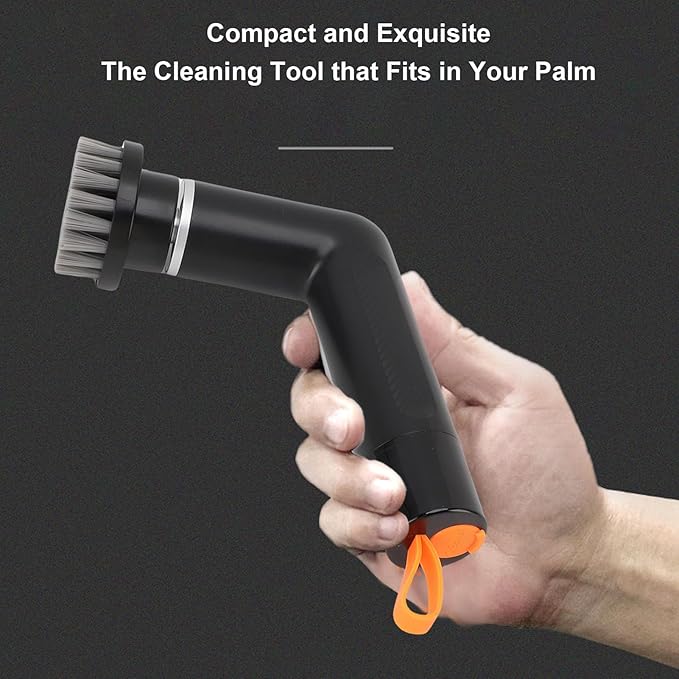 Pssopp Cordless Cleaning Brush Scrubber 2 Speed Adjustable Electric Shower Scrubber with 4 Replaceable Heads for Kitchen Sink Tile Floor (Black)