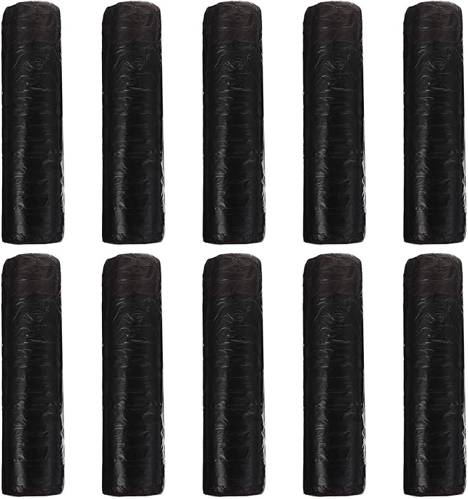 Disposable Plastic Trash Bags Drawstring 150pcs (10 Packs) Black Household Garbage Bags for Kitchen and Waste Containers