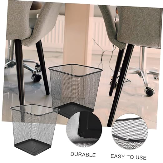 2pcs Iron Mesh Wastebasket for Home Office Sturdy Recycling Bin Wide Opening Rustic Design