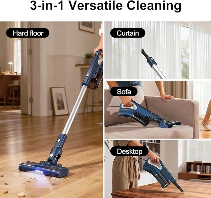 Corded Stick Vacuum Cleaner for Home Pet Hair &amp Hard Floors500W 16.7Ft Power Cord Ultra-Lightweight Vacuum Cleaner with Powerful Suction for Tile and Low-Pile Carpet Handheld Vac(VA002)