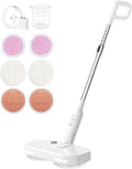 Adjustable Cordless Electric Spin Mop with self-propelled water sprayer/8000mAh Battery/LED Headlightself-propelled design with 6 Washable mop Pads for Hardwood Tile Floors Quiet Cleaning/Waxing