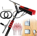 Water Fed Telescopic Brush Glass Cleaning Brush Solar Panel Conservatory Cleaner with Rubber Scraper and A Pair of Gloves for Cleaning Photovoltaic and Solar Panels6m/20ft