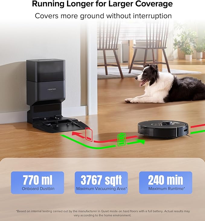 roborock Q5 Max+ Robot Vacuum with Self-Empty Dock Upgraded from Q5+ 5500 Pa Suction DuoRoller Brush Hands-Free Cleaning for up to 7 Weeks PreciSense LiDAR Navigation App &amp Voice Control