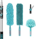 20 Foot High-Reach Duster Kit with 5-12FT Extendable Pole - High Ceiling Duster Cleaning Kit with Telescopic PoleCobweb Duster Chenille Ceiling Fan Duster Microfiber Feather Duster