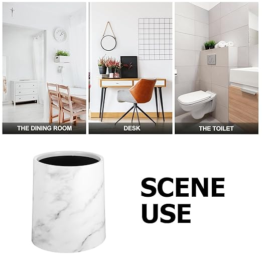 Marbling Trash Can 8l Double Layer Wastebasket Plastic Garbage Bin for Bathroom Kitchen Office Home Use