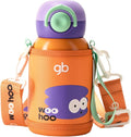 gb Insulated Water Bottle for Kid with Straw &amp Handle Direct Drink Spout BPA-Free SUS316 Stainless Steel 12-Hour Temperature Retention Leak-Proof Adjustable Oxford Sleeve Orange