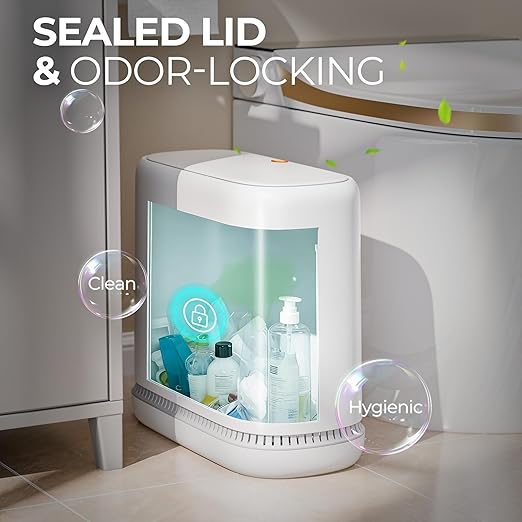 CTIME Small Bathroom Trash can with lid and Disposable Toilet Brush Set
