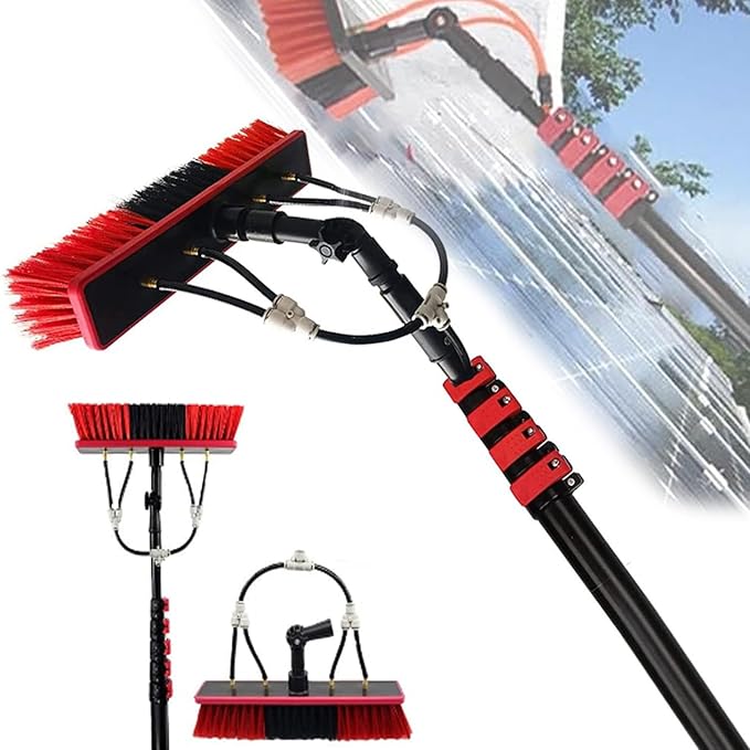 12-36 Foot Window Cleaning Water Fed PolesWindow Cleaning Water Fed Poles Roof Cleaning Tools Solar Panel Cleaning Brush 35m Brush Head Easy to Install Steel Buckle Fastening3.6m/12FT
