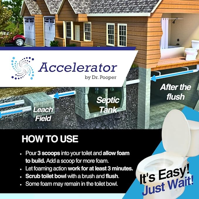 Dr. Pooper Toilet Bowl &amp Septic Tank Cleaner—Powerful Stain Remover &amp Odor Eliminator—Bio-Activated Formula for Deep Cleaning &amp Septic Maintenance—Safe for Pipes &amp All Plumbing Systems