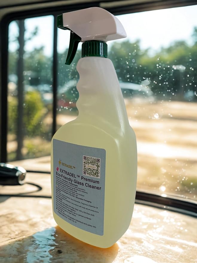 EXTRADEL™ Premium 32 fl oz Eco-Friendly Glass Cleaner Plant-Based Streak-Free Light Naturally-Derived Scent Biodegradable Spray