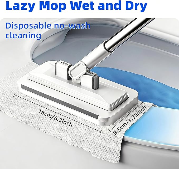 Clip on Mini Mop for Kitchen Counter &amp Floor – No Wash &amp Cloth Changing Lazy Mop | Automatic Gripping &amp Zero-Touch Snap-Grip System with 20 Cloths