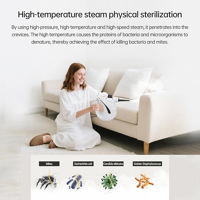 Pressurized Handheld Multi Surface Natural Steam CleanerMulti Purpose Steamer for Home UseSteamer for Cleaning Kitchen Air Conditioner Range Hood (White)