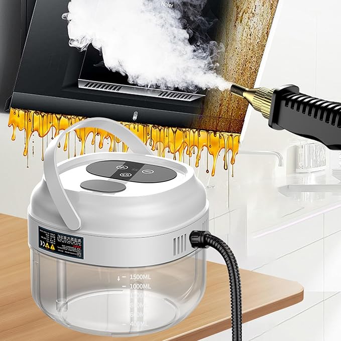 High Pressure Steam Cleaner 1500ml Handheld Steam Cleaner with 3 Brush Heads Handheld Design Multifunctional for Floors Sofas Kitchen Appliances