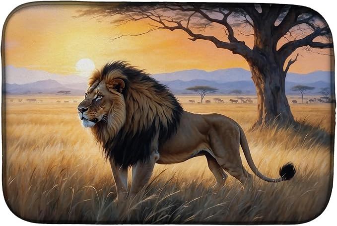 Caroline's Treasures Lions at Dawn Dish Drying Mat Absorbent Dish Drying Mat Pad for Kitchen Counter Dish Drainer Mat for Countertop 14 x 21 Multicolor