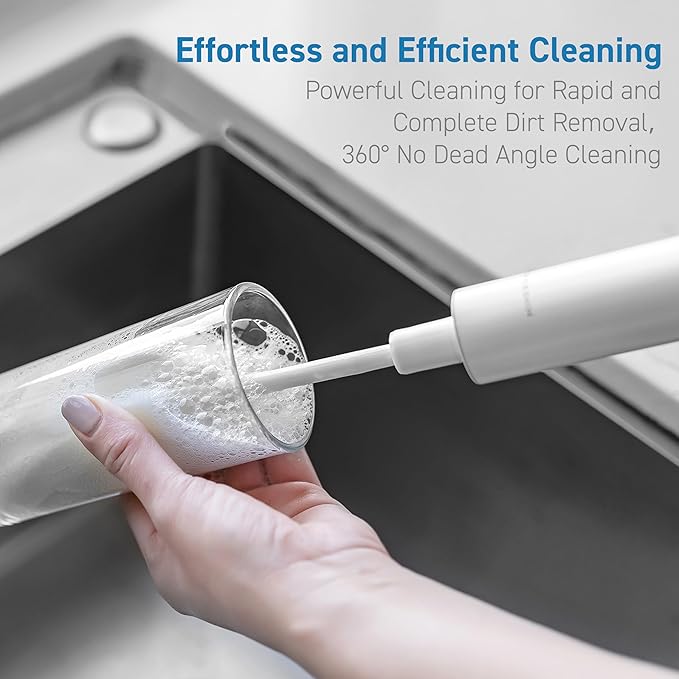 NINESTARS Electric Baby Bottle Cleaning Brush w/Sponge Brush &amp Bristle Head Long-Lasting Battery Electric Bottle Cleaner for All Families New Mom Time Saving Household Cleaning Tool (Black Meta
