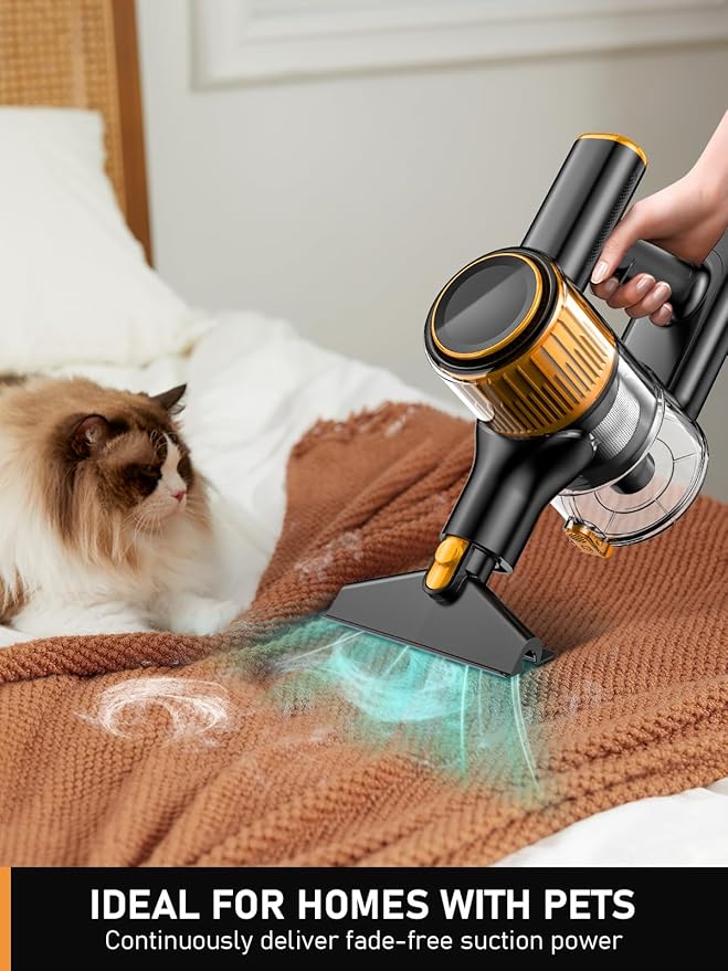 Cordless Vacuum Cleaner 30Kpa 8 in 1 Lightweight Stick Vacuum with Sofa Brush 350W Motor Anti-Tangle Brush with Green Light 40mins Runtime Rechargeable Vacuums for Hardwood Floor Carpet Pet Hair