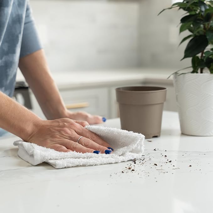 S&ampT INC. Multipurpose Cotton Terry Cleaning Towels for Home Automotive and Garage 14 Inch x 17 Inch White 24 Pack