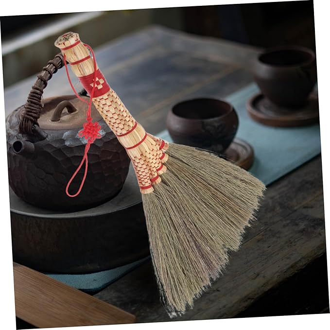 CHILDWEET Tabletop Cleaning Broom Mini Grass Broom Hand Sweeper Soft Bristle Brush Desk Brush
