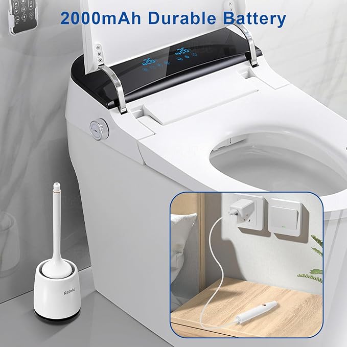 Electric Toilet BrushSilicone Toilet BrushToilet Bowl Brush and Holder Set with Ventilated HolderToilet Brush Floor Standing Wall Mounted Without DrillingRechargeable