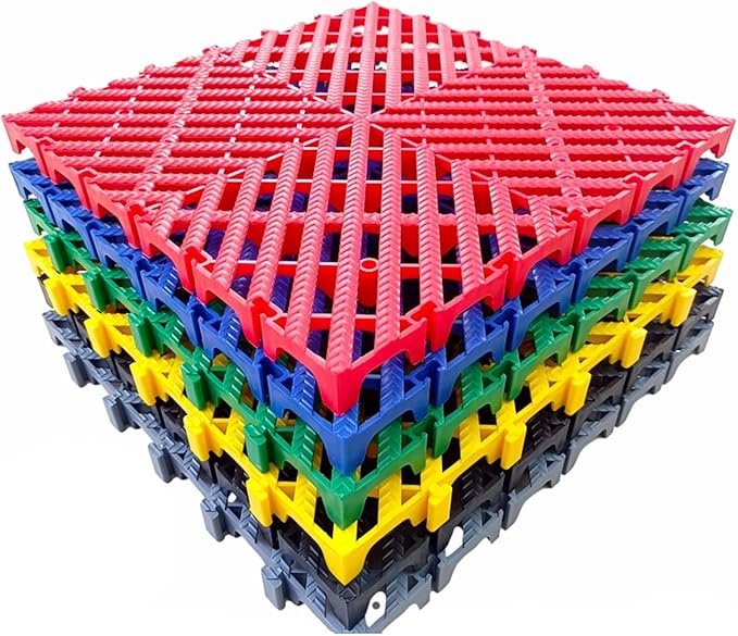 Trench Drainage GrateDrain Covers OutdoorInterlocking Floor TilesModular Multicolor Pack Of 4-20 pieces(Black16 pieces)