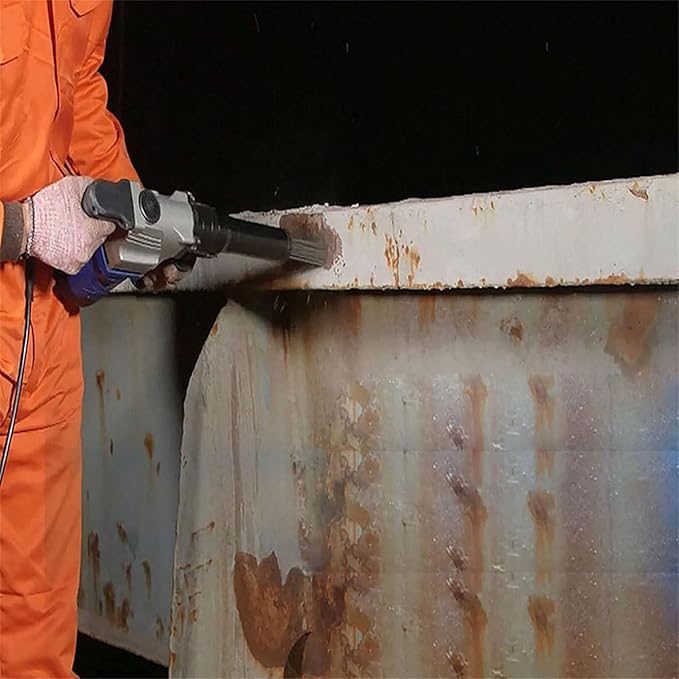 1100W Electric Needle Derusting 4500bpm Hand-Held Needle Scaler Rust Removal Cleaning Machine Remover Welding Slag Cleaner for Metalworks Boat Deck