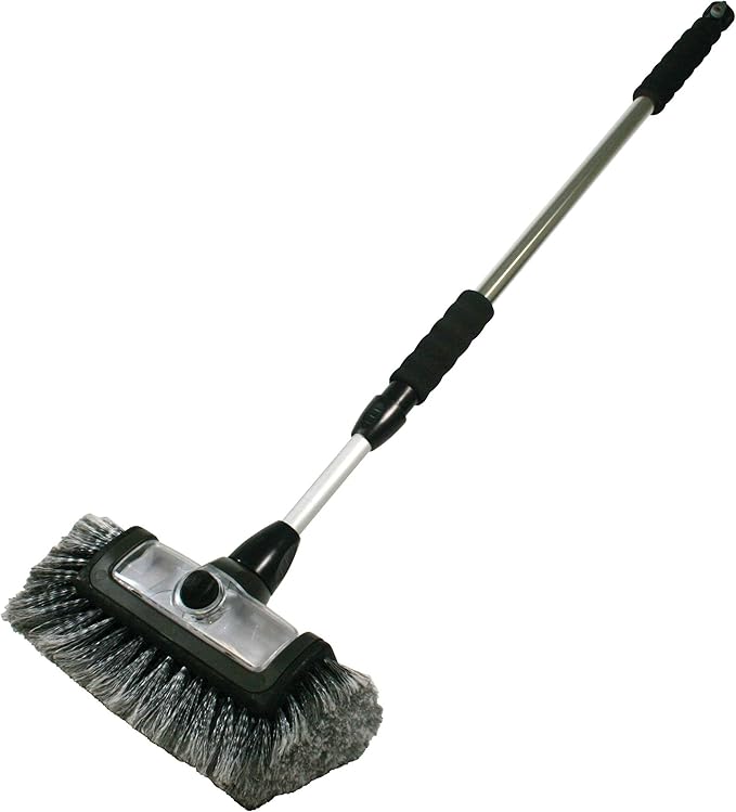 Carrand 93977 Flow-Thru 10 Quad Power Wash Soap Mixing Brush with 55 Aluminum Extension Pole  Black