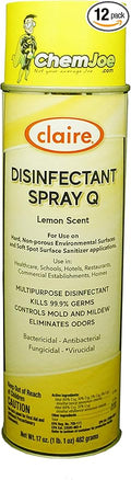 Claire C-081 15.5 Oz. Lemon Scent Disinfectant Spray for Health Care Use Aerosol Can (Case of 12)