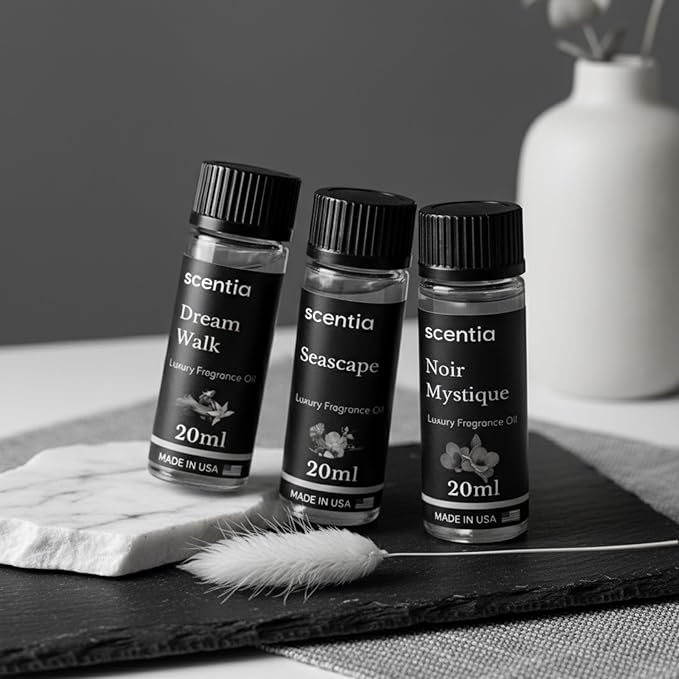 Scentia Luxury Fragrance Collection Diffuser Oils – 3×20 ml Aromatherapy Set | Premium Scents Inspired by 5-Star Destinations | Long Lasting Aroma Gift-Ready Essential Oil Blend