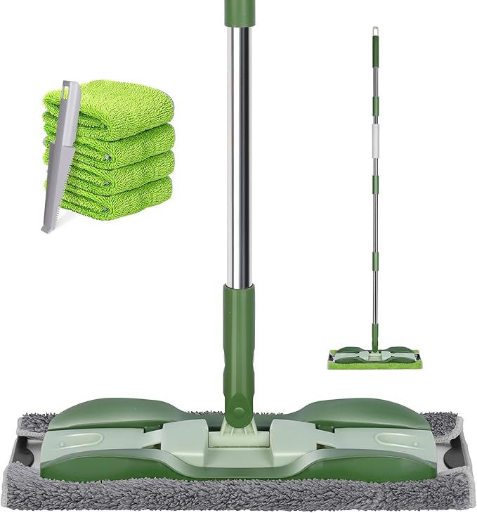 Microfiber Mops for Floor CleaningMasthome Professional Floor Mops with Washable Pads 4pcsWet Dry Use Flat Mop with 59'' Long Stainless Steel Handledust mop for Hardwood Floors Suitable Office Home