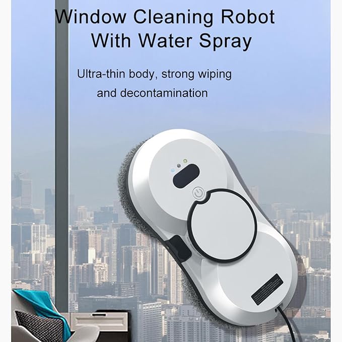 Intelligent Window Cleaning Robot Indoor and Outdoor Wet and Dry Use Remote Control Intelligent Edge Detection System Suitable for Windows Tiles Bathrooms White