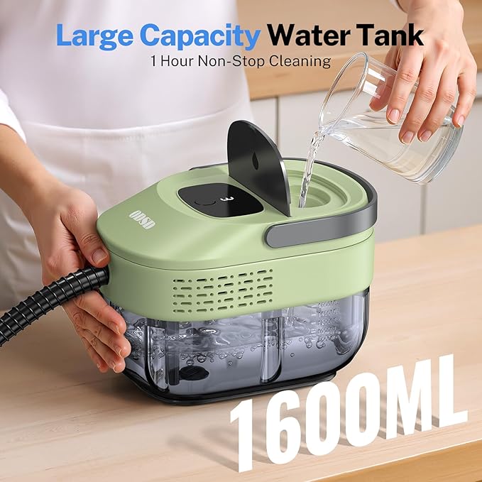ODSD Steam Cleaner for Home &amp Car 3-Level Adjustable Steamer for Cleaning 15s Heat-Up &amp 1.6L Large Tank Handheld Steam Cleaner for Car Detailing Home Tile Grout Furniture with 15pcs Acc