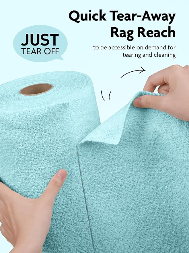 Fantasticlean Microfiber Cleaning Cloth Roll -75 Pack Tear Away Microfiber Towels 12 x 12 Reusable Washable Scratch Free Ultra Absorbent Dishcloth for All-Around Cleaning Supplies (Blue)