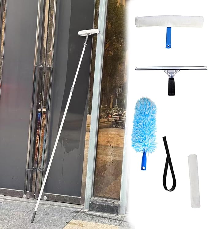 Outside House Large Glass Cleaning Tools 4m 5m 6m 7m 8m 9m 12m 15m Long Telescopic Window Washing Equipment for Housekeeping/Office/ 2-3 Floor/Shopping Mall(49.2ft/15M)