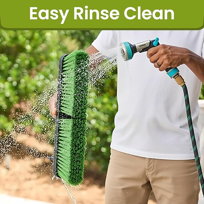 18” Indoor Shop and Garage Push Boom with Soft Bristles Heavy Duty Brush Broom with 59” Long Handle for Commercial &amp Residental Floor Cleaning Sweeping