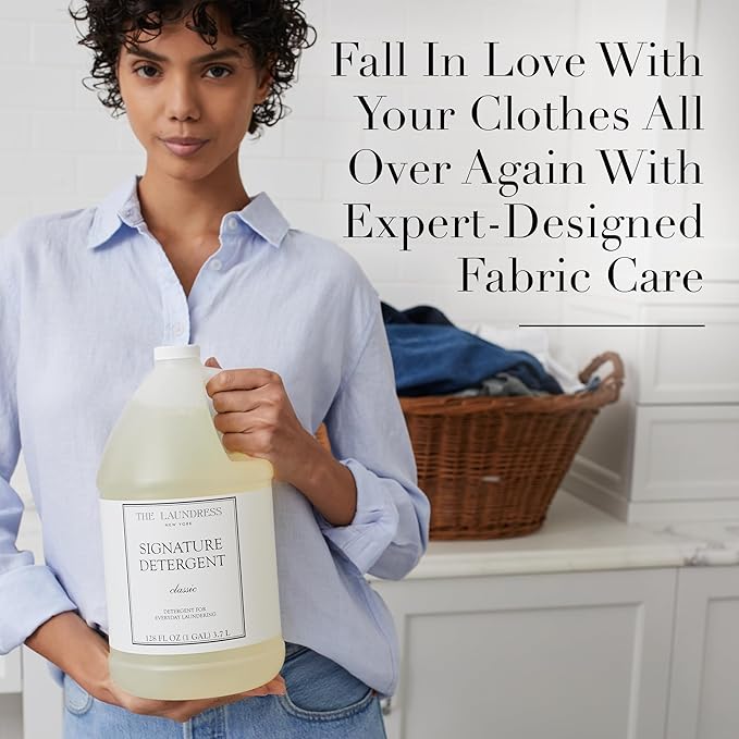 The Laundress Luxury Laundry Detergent Gallon Pump 126 Loads Scented Signature Classic Fragrance Concentrated Triple Enzyme Deep Cleaning and Targeted Stain Remover 96% USDA Biobased Product