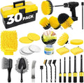 30Pcs Car Detailing Kit Car Wash Cleaning Kit Auto Detailing Drill Brush Set Car Cleaning Gel Car Cleaning Supplies for Interior Exterior Wheels Windows