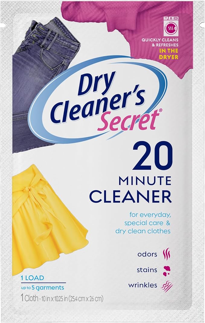 Woolite At-Home Dry Cleaner Dry Cleaning Cloths and Stain Removal Easy to Use Safe on Wool Cashmere and Designer Jeans Fresh Scent 6 Cloths