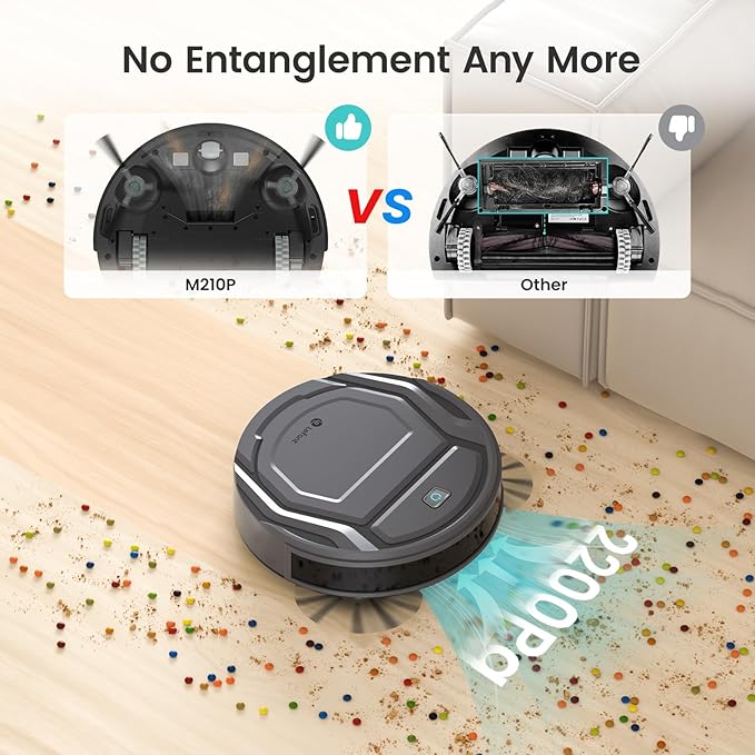 Lefant M210 Pro Robot Vacuum Slim Quiet 3 Adjustable Suction Levels 6 Modes Robot Vacuum Cleaner for Pet Hair Hard Floors &amp Low Carpets Self-Charging WiFi/App/Alexa Control Gray