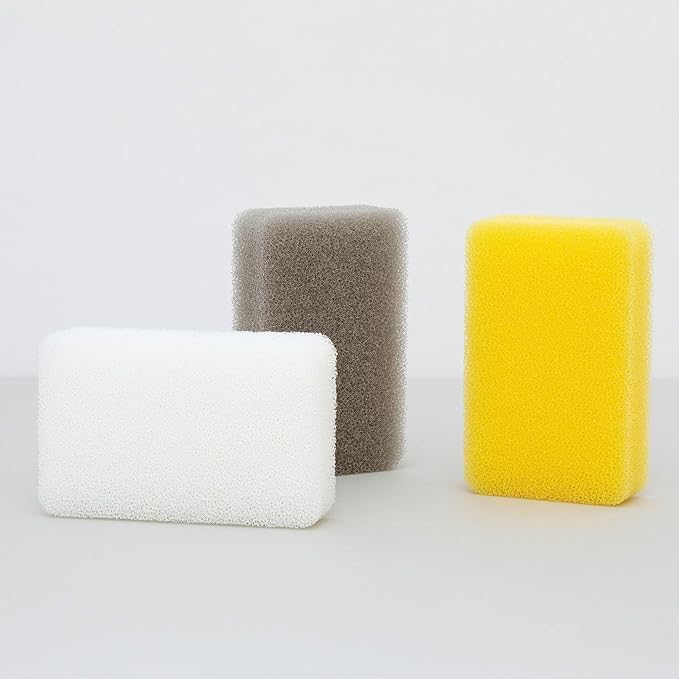 Kamenoko Sponge - Grey - Set of 6 - Kitchen Sponges for Cleaning Dishes and Pans - Odor-Resistant - Made in Japan